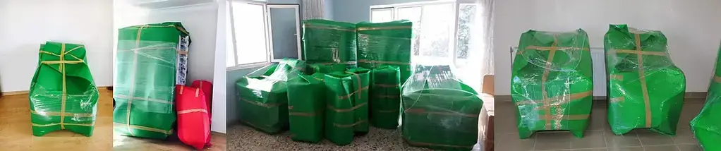 Taşıma için koruyucu ambalajla hazırlanmış ev eşyaları